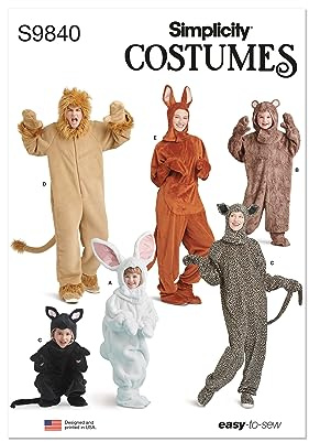 SIMPLICITY Kinder und Erwachsene Tierkostüme BB (S-M-L-XL) SS9840BB