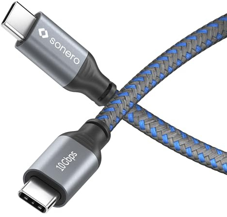Sonero USB-C Kabel, 4K 60Hz, USB 3.2, DP Alt, 10 GB/s, 100W Ladekabel, 1,0m | USB-C Kabel, 10GB/s Daten, 100W Laden, 4K 60Hz Video, DP Alt Mode, schnelle Daten und Bildübertragung für Laptop, Handy