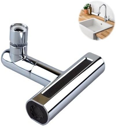 Cabezal de Grifo de cocina giratorio con cascada 4 en 1 giro de 360º, Grifos de cocina universal rotatorio. grifo de cascada fregadero cocina. Adaptador grifo de cocina. Cabezal de grifo multifunción.