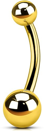 OUFER Body Piercing Internally 14G Titanium Belly Button Bars Gold Navel Piercing 10/12/14/16mm Belly Bar Piercing Jewellery Navel Bar Belly Button Ring