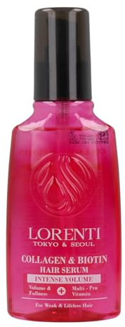 LORENTI TOKYO & SEOUL Haar Serum Collagen & Biotin 125ml zur Anti-Frizz Behandlung von trockenem, sprödem & strapaziertem Haar I Haarpflege Seren | Haarkur I Hair Oil Treatment |