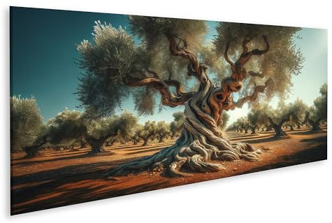 islandburner Bild auf Leinwand Stolzer alter Olivenbaum knorriger Stamm Bilder Wandbild Poster