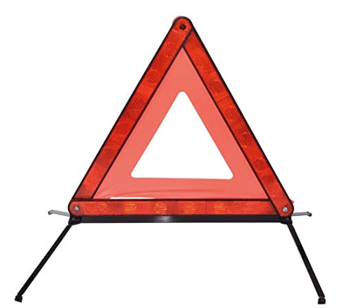 TOP DRIVE Emergenza E Fai da Te Triangolo di Emergenza - Triangle Triangolo Fluorescente con piedistallo a Croce, con Custodia Rigida, omologazione Europea.