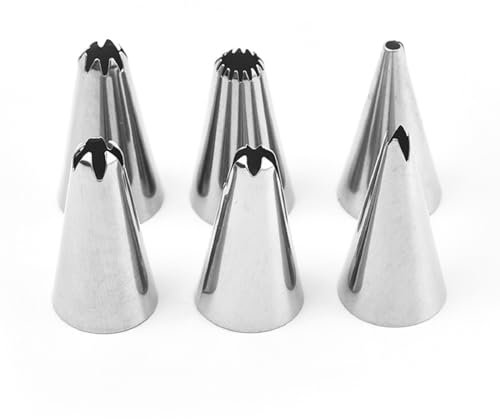 Bafnsiji Set di ugelli per tubazioni 6pcs, Set di Decorazioni per Torte, Set di Punte per tubazioni in Acciaio Inossidabile, Set di Suggerimenti per ugelli per tubazioni in Acciaio Inossidabile