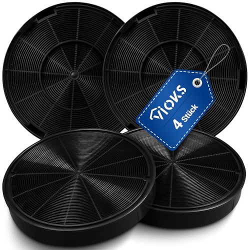 VIOKS 4 x filter runt aktivt kolfilter köksfläkt ersättning för AEG Electrolux 902980046/4 9029793578 E3CFF62 Bosch 00748732 00748733 DHZ5316 Faber EFF62 Whirlpool 484000008674 kolfilter 196 mm