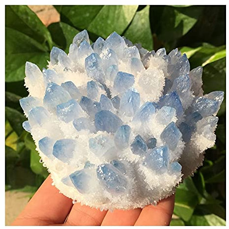 QMIQXIWS Cristal curativo 1pc Cristales Azules Naturales Cuarzo Cluster Freeform Stones Room Home Office Acuario Decoración Accesorios Piedra Preciosa ZUZAOJUYIN(400-450g)