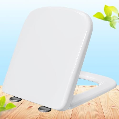 Wc Sitz mit Absenkautomatik Antibakteriell Toilettendeckel Familien Klobrille Quick Release Easy-Clean-Funktion Klodeckel Einfache Montage Antibakteriell,white-36 * 44cm