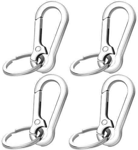BDEPSTR 4 Pièces Porte Clés En Métal Avec Mousqueton, Porte Clés En Métal Robuste, Fixation Porte-clés,Anti-rouille,Pour Voiture,Porte-clés,Sacs à Dos,Camping,Voyages