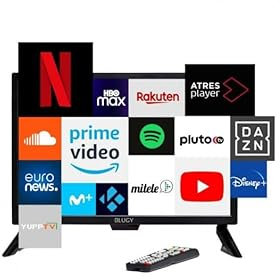 BLUGY Televisión Smart 32 LED HD, Alimentación 12V, 1920x1080 píxeles, Travel TV Ideal para vehículos, caravanas, Camiones, Barco, Altavoz Integrado Disney+ Netflix Youtube