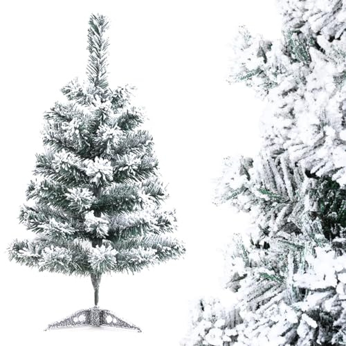 Mini Alberi di Natale,YouXiaor 45 cm Mini Albero di Natale di Pino da Tavolo Albero di Natale Innevato Artificiale Alberi di Natale in Miniatura Albero di Natale Piccoli, Bianco