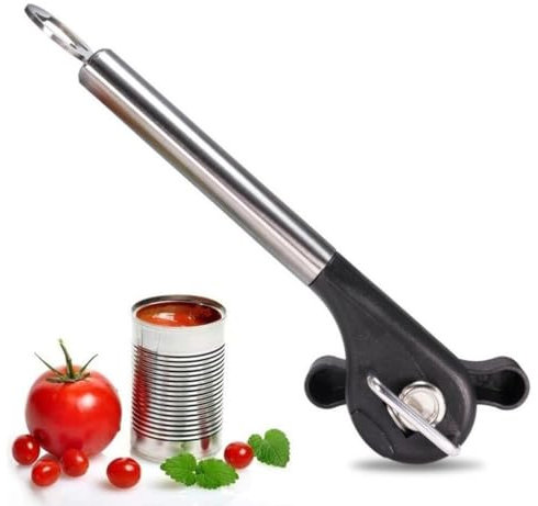 KOMUNJ Abrelatas versátil, abrelatas de seguridad, diseño ergonómico antideslizante con borde liso, limpio y seguro, abre latas, botellas y más