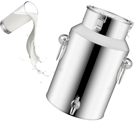 KELUNIS Edelstahl Milcheimer Mit Wasserhahn Und Versiegelter Deckel Edelstahl Luftdichtes Milchkännchen Milchkanne Transportkanne,5L