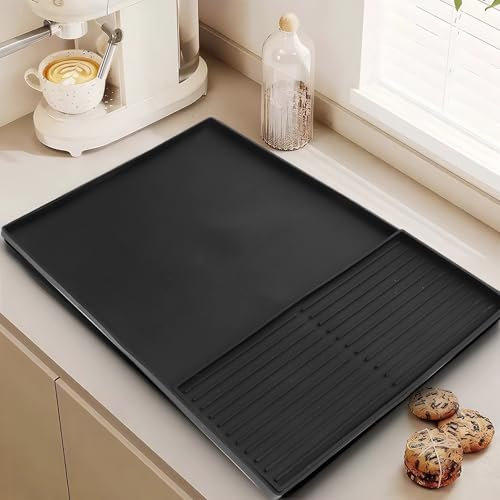 Kinberry Coffee Bar Mat,40 x 60 Silicone pad,Draining Board Mats,Microfibre Drying Mat,Quick Drying, Non-Slip Spill-Proof Mat for Coffee Machines,Dish Drying Mat for Kitchen Counter