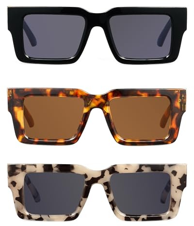 JM Lesebrille Damen Herren mit Federscharnier, übergroße Quadratische Blaulichtfilter Brille 3 Pack