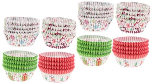 2 Juegos Xmas Postres Decoración Pastelitos Tazas De Aluminio Para Cupcakes Horneado De Cupcakes Moldes Para Muffins Adorables Pequeños Moldes De Papel Para Cupcakes 400 Uds * 2 Cabilock