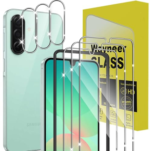 Wayneer Verre Trempé Pour Samsung Galaxy A26 5G, 3+3 Pièces Protection | Vitre Protecteur écran, Protective Camera, 9H Dureté Ultra HD Anti Rayures Film Sans Bulles Avec Outil D'alignement Facile