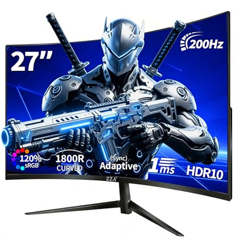 ZZA - Monitor para juegos de 27 pulgadas curvado 180 Hz | 165 Hz | 144 Hz | 1 ms | Monitor de computadora FHD|1080P| 90% DCI-P3,100% sRGB,monitor de PC FreeSync| HDMI|HDR|Luz azul baja| puertos DP |