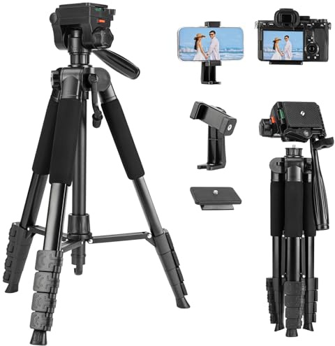 Fotopro Trépied de voyage léger et portable pour smartphone avec tête panoramique amovible à 3 positions pour enregistrement vidéo avec support de téléphone et sac de transport, charge maximale 3 kg