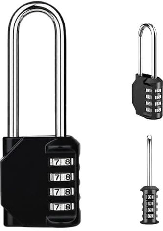 Combination Locker Padlock, 4 Digit Coded Padlock, Gym Lock, School Locker Lock, Weatherproof Combination Lock Outdoor (1pcs Long)