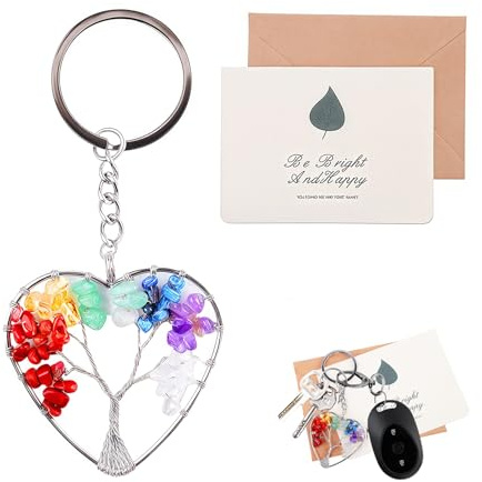 Arbre De Vie Porte Clef Original De Vie Avec Cristaux 7 Chakras, Arbre De Vie Porte Clés, Pendentif Énergétique Et Spirituel Pour Harmonie Et Bien-Être, Accessoire Zen Cadeau Symbolique Chic