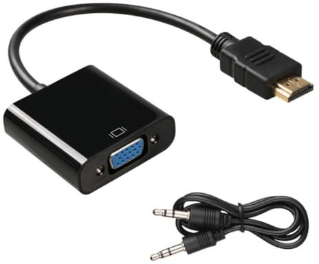 GMBYLBY Adaptador HDMI a VGA 1080P con salida de sonido macho hembra para proyectores de ordenador portátil