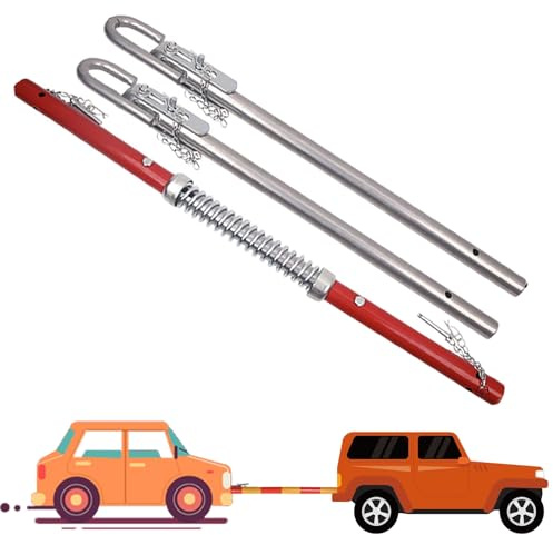 Barra de Remolque con Enganche de Remolque, Barra de Remolque Desmontable, para emergencias de Camiones, remolques y automóviles con Cadenas y Cables de Seguridad.