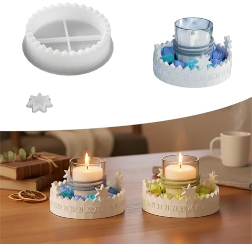 Silikonform weihnachten，Gießformen Silikon Adventskranz，Adventskalender für Weihnachtsdeko Kerzen DIY Deko