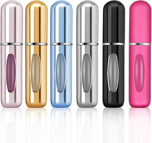 OBSGUMU 6pcs Mini Perfume Travel Bottle, 5ML Spray Bottles, Perfume Atomiser Refillable, Portable for Travel Holiday