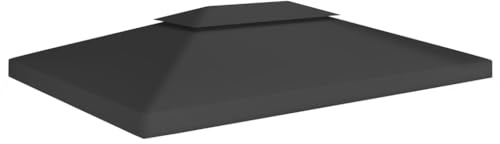 Toldo de cenador 2 niveles 310 g/m² 4x3 m negro,Casa y jardín,Jardín,Artículos de exterior,Estructuras de exteriores,Accesorios para pabellones y cenadores,Cubiertas para carpas y cenadores-312075