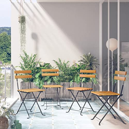Generico Sedie da Bistro Pieghevoli 4 pz in Legno Massello d'Acacia,Sedie da Giardino