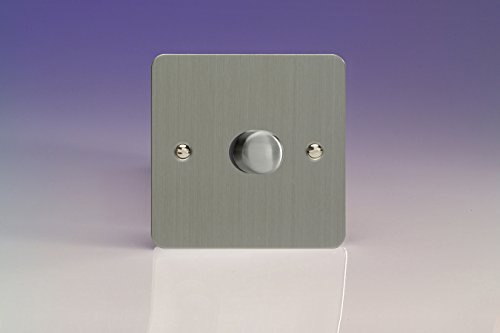 HFS3 - Varilight - Ultra Flat Plate - Brushed Chrome Metal Inserts - 1 Gang 400W Dimmer Switch
