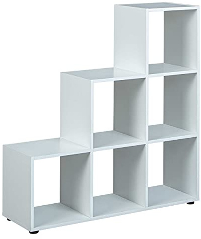 Inter Link – Raumteiler – Bücherregal mit 6 Würfeln – Regal mit offene Fächer – Raumtrenner – Standregal – Aktenregal – Melaminbeschichtet – Passend zu den Faltboxen Winny – Cadore 6