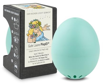 Gute Laune PiepEi Türkis - Singende Eieruhr zum Mitkochen - Eierkocher | Zusammen mit den Eiern kochen: Spielt für weich, mittel & hart eine Melodie - Lustiger & funktionaler Eggtimer - Musik Kochei