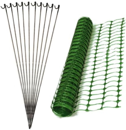 Oypla 1m x 25m Green Mesh Safety Barrier Fencing & 10 Fencing Pins