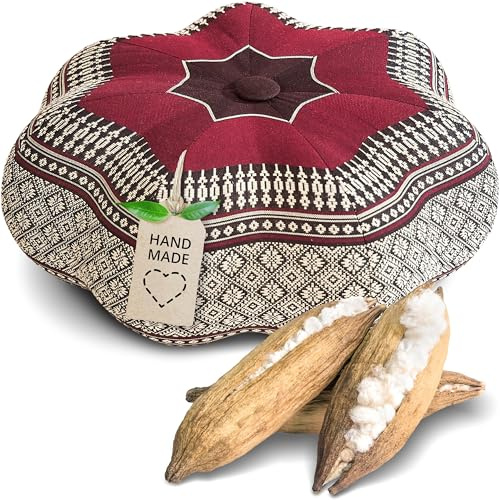 livasia Meditationskissen Stern - Ø 30x15cm - Yogakissen mit Kapok, Pouf, Bodenkissen sternförmig Yoga Zen Meditation, Zafukissen für Garten und Balkon, Sitzkissen handgefertigt