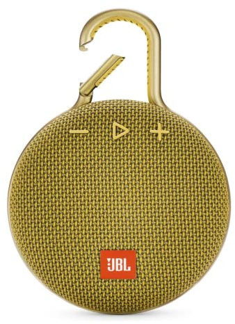 JBL Clip 3 Portable Waterproof Wireless Bluetooth Speaker | Mustard Yellow | Wireless Bluetooth Streaming, Up to 10 Hours of Playtime, IPX7 Waterproof, Integrated Carabiner, Speakerphone