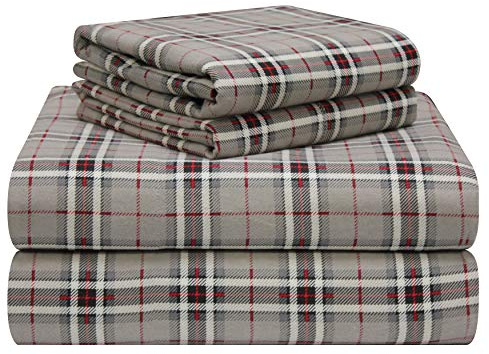 Pointehaven 180 GSM Luxury 100% Soft Cotton Printed Flannel Sheet Set, California King, Derby - Warm & Cozy - Pre-Shrunk -Deep Pockets - Elastic All Around-Comfy Double Brushed -