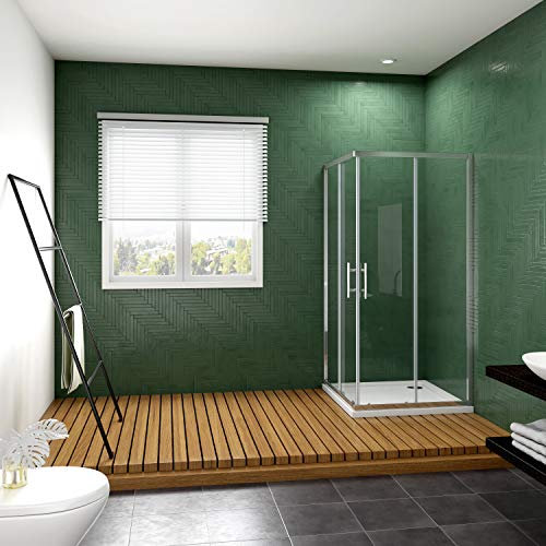 Porta Scorrevole per Box Doccia Angolare 100x70x195 cm in Vetro Temperato Trasparente Anticalcare da 6 mm Profili in Alluminio Cromo Ludico