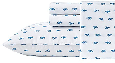 Nautica - Queen Sheet Set, Cotton Percale Bedding Set, Crisp & Cool, Lightweight & Breathable (Cloyster Blue,4 pcs, Queen)