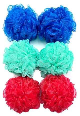 Amazon Basics Exfoliating Bath and Shower Loofah, Multicolor, Pack of 6