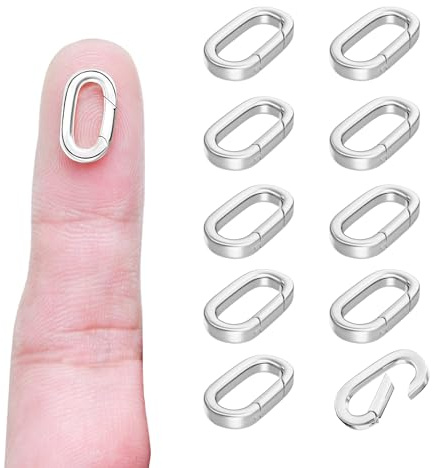 OHINGLT 10Pcs Carabiner Clip Pendant Clasps – Silver Necklace Clasp and Closures, Bracelet Charm Connector for Women