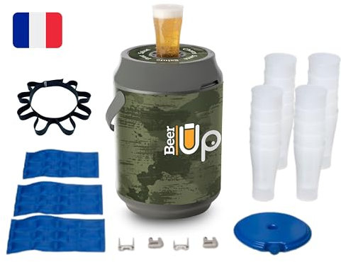 BEER UP - Grifo de Cerveza Portátil LIFE STYLE 20 Vasos para Barriles de 5L Beertender® - Dispensador Barriles de Cerveza Fresca 20h sin Electricidad - Eventos, Picnics, Aperitivos (NATURE)