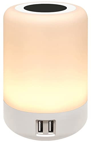 salipt LED Bedside Lamp, with 4 USB Charging Port, Smart Night Light, Touch Control Dimmable Table Lamps, RGB Colour Changing Lights for Bedroom, Living Room, Office, Men, Women (UK Plug)