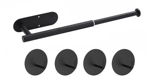 Darmlly Toallero sin taladrar, toallero extensible, toallero de té para pegar en la pared para baño y cocina, negro