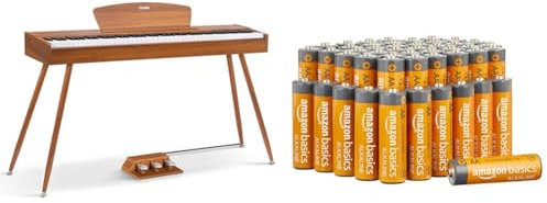 Donner DDP-80 E-Piano 88 Tasten Gewichtet Klavier & Amazon Basics AA-Alkalibatterien, leistungsstark, 1,5 V, 48 Stück