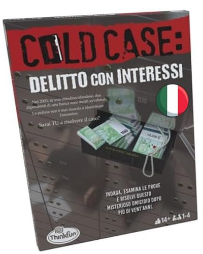 ThinkFun - Cold Case 3: Escape Room, Delitto Con Interesse, Ermittlungsspiel für die ganze Familie, 1-4 Spieler, originelle Muttertagsgeschenke, italienische Ausgabe