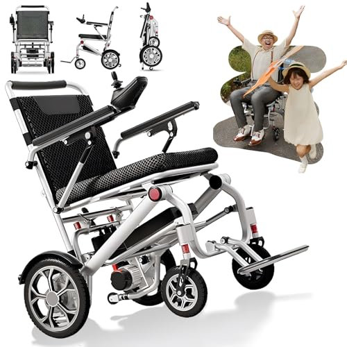 GHBXJX Elektro Rollstuhl Faltbar Leicht Elektrorollstuhl 25km, Rollstuhl Elektrisch Tragbarer für Erwachsene und Senioren,Hohe Reichweite, All Terrain -Rollstühle, Sitz 45 cm,Träger 150KG ﻿