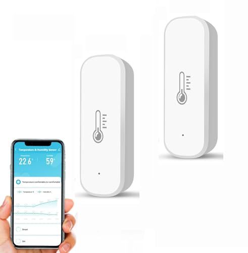 Zigbee Hygrometer Thermometer Sensor, mit App-Aufzeichnung, Erinnerung an schwache Batterie, Smart Thermometer Sensor funktioniert mit Alexa, Google Home, Tuya&Smart Life, für Zuhause,2 Packungen
