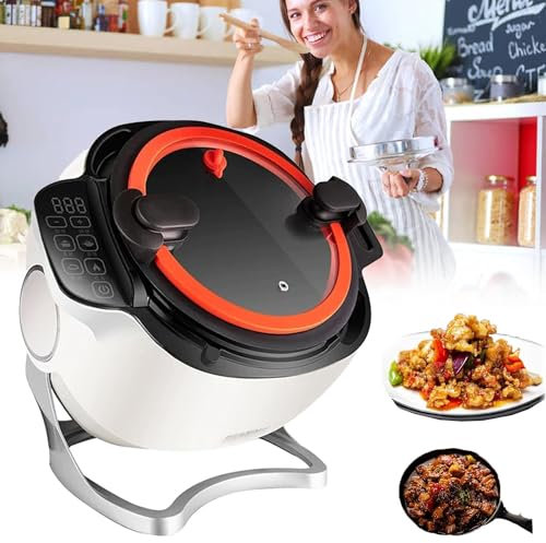 XNZJHPP Máquina De Arroz Frito Wok De Cocción Automática De 6 L, Calefacción Integral Giratoria 360 Y 3D, Procesador De Alimentos Tipo Tambor, Ajuste De 3 Engranajes