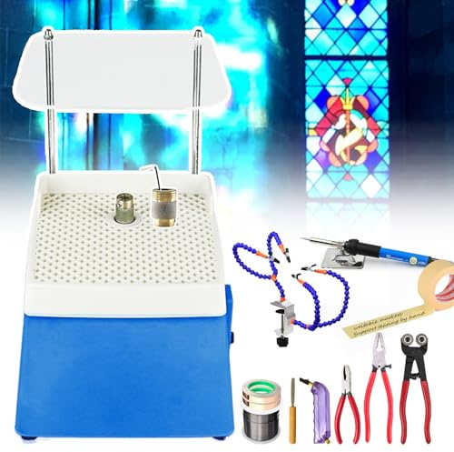 Starter kit professionale per vetro colorato,con smerigliatrice per vetro e 2 punte per smerigliatrice,kit utensili per tagliavetro/kit per saldatore/nastro in lamina rame/filo per saldatura